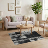 Black and White Geometric Modern Black White Grid Area Rug