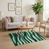 Sweeping Green Waves Modern Area Rug