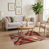 Vibrant Pink Orange Geometric Brushstroke Rug