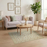 ODIKA Washable Traditional Floral Area Rug - Ivory/Red Low Pile Non-Slip