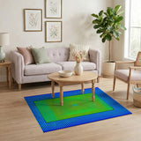Blue Teal Vortex Geometric Area Rug