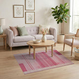 Modern Pink Striped Geometric Area Rug