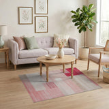 Red Pink Geometric Abstract Area Rug