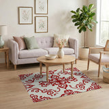 Floral Vintage Elegant Red Floral Damask Area Rug