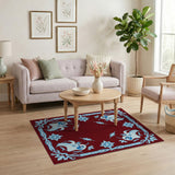 Maroon Winged Mythical Creatures Area Rug