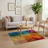 Vibrant Multi-Color Geometric Block Area Rug