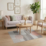 Abstract Geometric Grey Orange Circle Area Rug