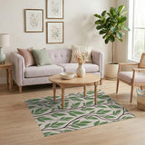 Green Leaf Branch Pattern Area Rug