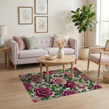 Vintage Pink Rose Floral Pattern Area Rug