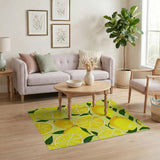 Yellow Sunny Lemon Slices Fruit Pattern Area Rug