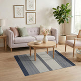 Navy and White Striped Coastal Blue and Teal Area Rug
