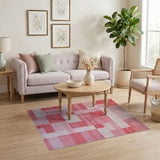 Bold Red Geometric Block Area Rug