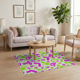 Whimsical Pink Green Cartoon Music Kids Rug