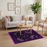 Mystical Purple Butterfly Mushroom Moon Boho Rug