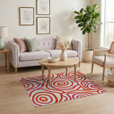 Vibrant Red Vibrant Red Swirl Abstract Area Rug