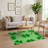 Green Shamrock Clover Pattern Area Rug