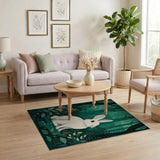 Enchanted Forest White Rabbit Area Rug