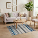 Geometric Modern Blue Teal Striped Geometric Area Rug