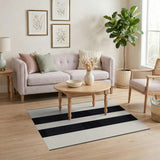 Bold Black Vertical Stripe Area Rug