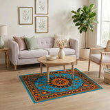 Multi-color and Patterns Teal Orange Persian Medallion Area Rug