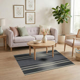 Black White Geometric Halftone Stripe Rug