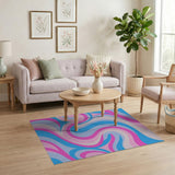 Multi-color and Patterns Swirling Blue Pink Abstract Area Rug