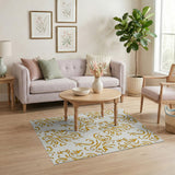 Elegant Gold Swirl Floral Area Rug
