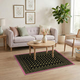 Gold Heritage Tribal Pattern Black Area Rug