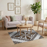 Ornate Tan Diamond Medallion Area Rug