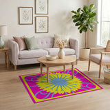 Vibrant Yellow Sunflower Pink Area Rug