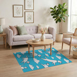 Playful Cartoon White Puppies Blue Sky Area Rug
