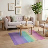 Pastel Rainbow Striped Area Rug