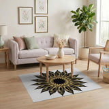 Golden Sunburst Geometric Gold and Silver Area Rug
