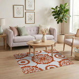 Ornate Burnt Orange Traditional Persian Area Rug
