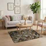 Brown and Tan Brown Tan Geometric Lattice Area Rug