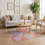 Overlapping Warm Orange and Pink Circles Area Rug