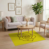 Sunny Yellow Rose Outline Area Rug