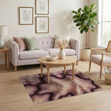 Purple Layered Wave Abstract Area Rug
