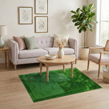 Green Lush Green Geometric Shag Area Rug