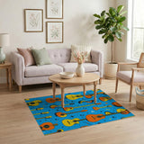 Vibrant Guitar Notes Blue Pattern Area Rug