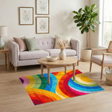 Vibrant Rainbow Circle Multi-Color Area Rug