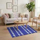 Blue White Scalloped Geometric Area Rug