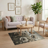 Distressed Vintage Beige Poppy Field Rug