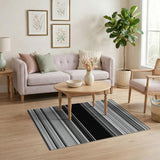 Bold Black White Striped Geometric No. 3 Area Rug