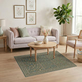 Green Floral Vintage Green Floral Vintage Area Rug