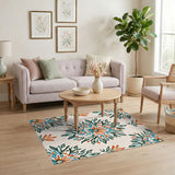 Blue and Teal Floral Vintage Blue Teal Floral Vintage Area Rug