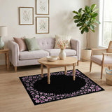 Pink Cherry Blossom Floral Border Area Rug