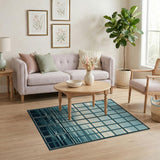 Framed Ocean Horizon Teal Window Rug