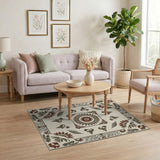 Cream Sunflower Medallion Persian Area Rug