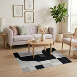 Abstract Geometric Black White Area Rug